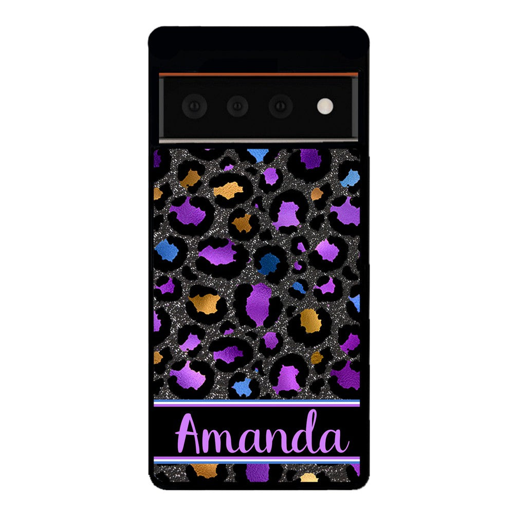 Space Leopard Blue Purple Gold Foil Personalized Google Phone Case