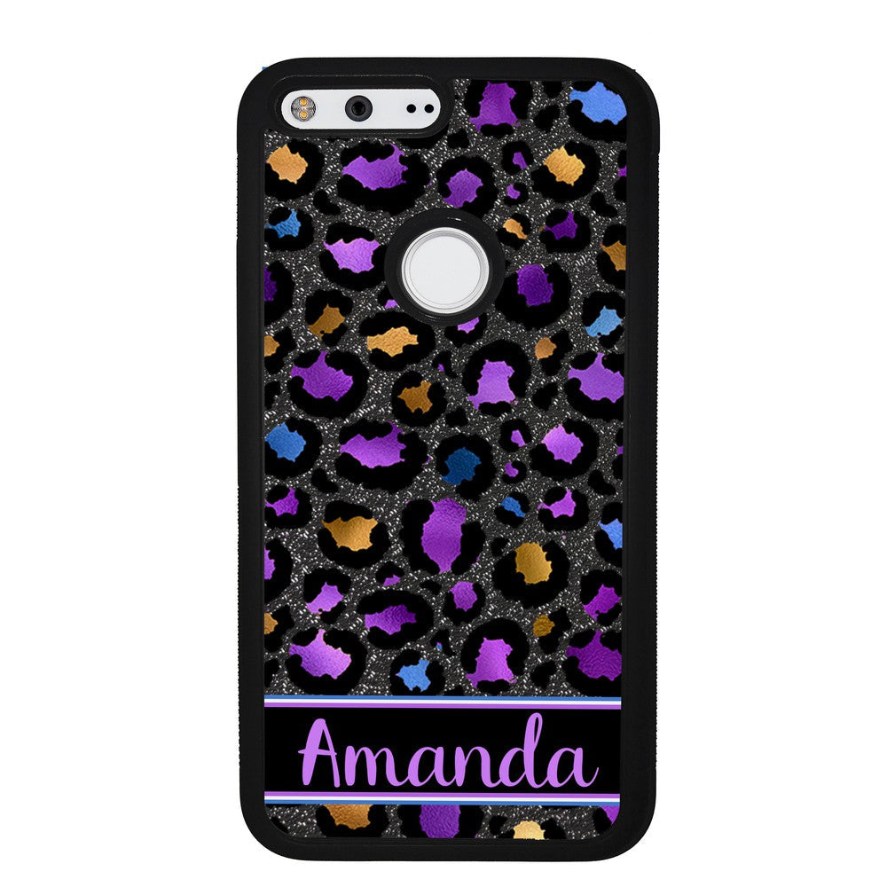 Space Leopard Blue Purple Gold Foil Personalized Google Phone Case
