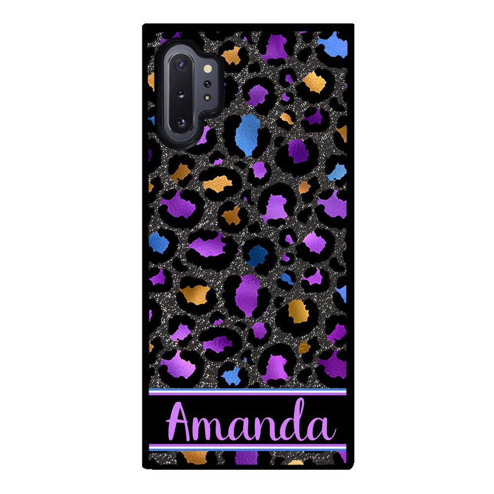 Space Leopard Blue Purple Gold Foil Personalized Samsung Phone Case
