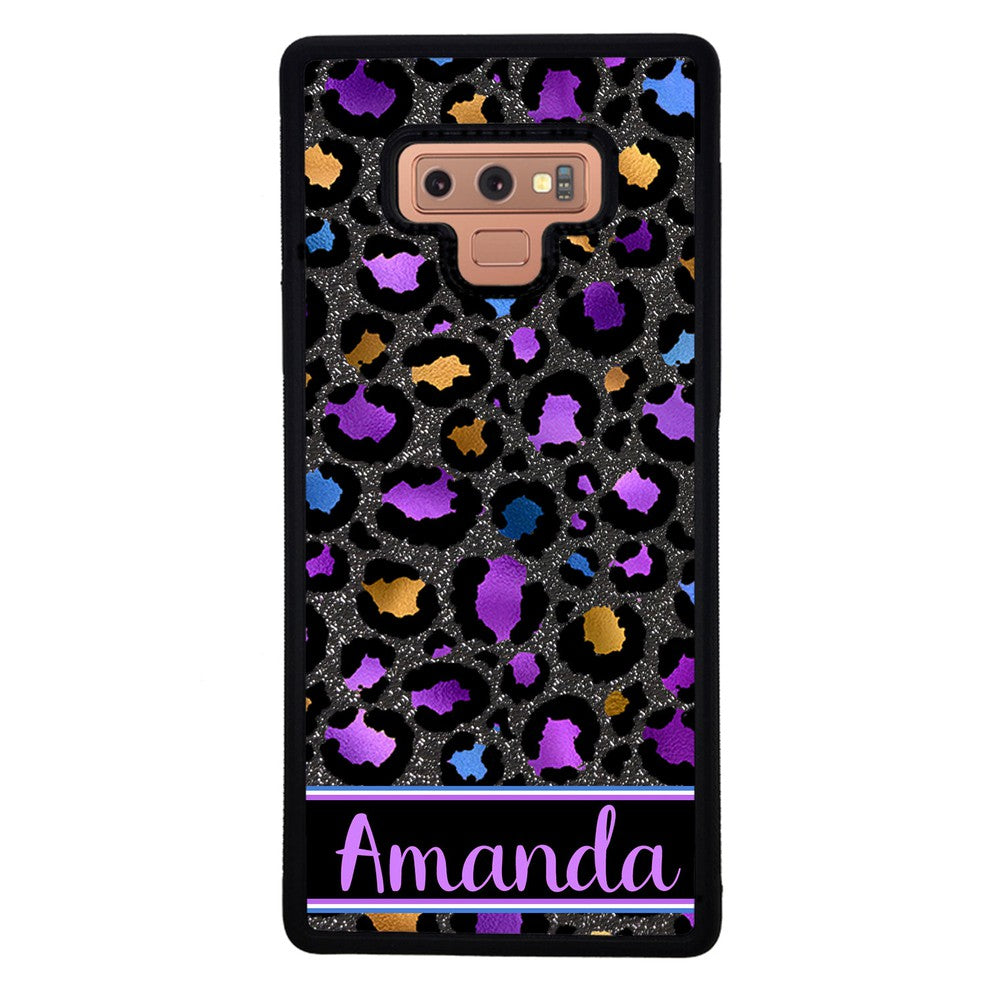 Space Leopard Blue Purple Gold Foil Personalized Samsung Phone Case