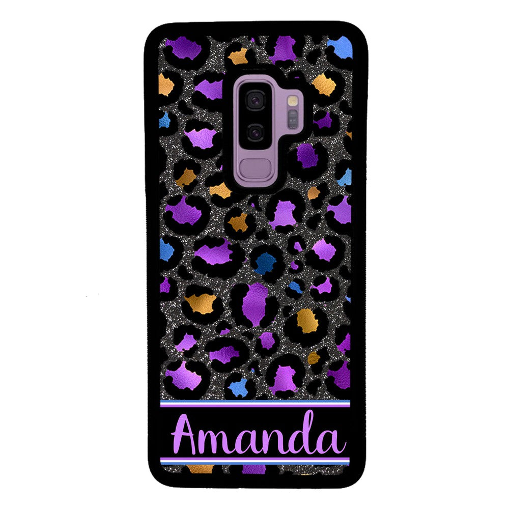 Space Leopard Blue Purple Gold Foil Personalized Samsung Phone Case