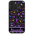 Space Leopard Blue Purple Gold Foil Personalized Apple iPhone Case
