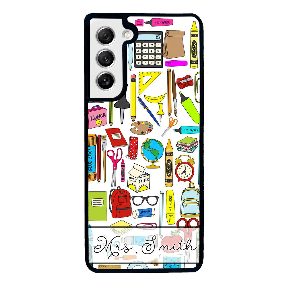 Teacher Appreciation School Supplies Collage Personalized Samsung Phone Case