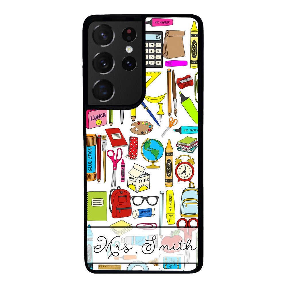 Teacher Appreciation School Supplies Collage Personalized Samsung Phone Case
