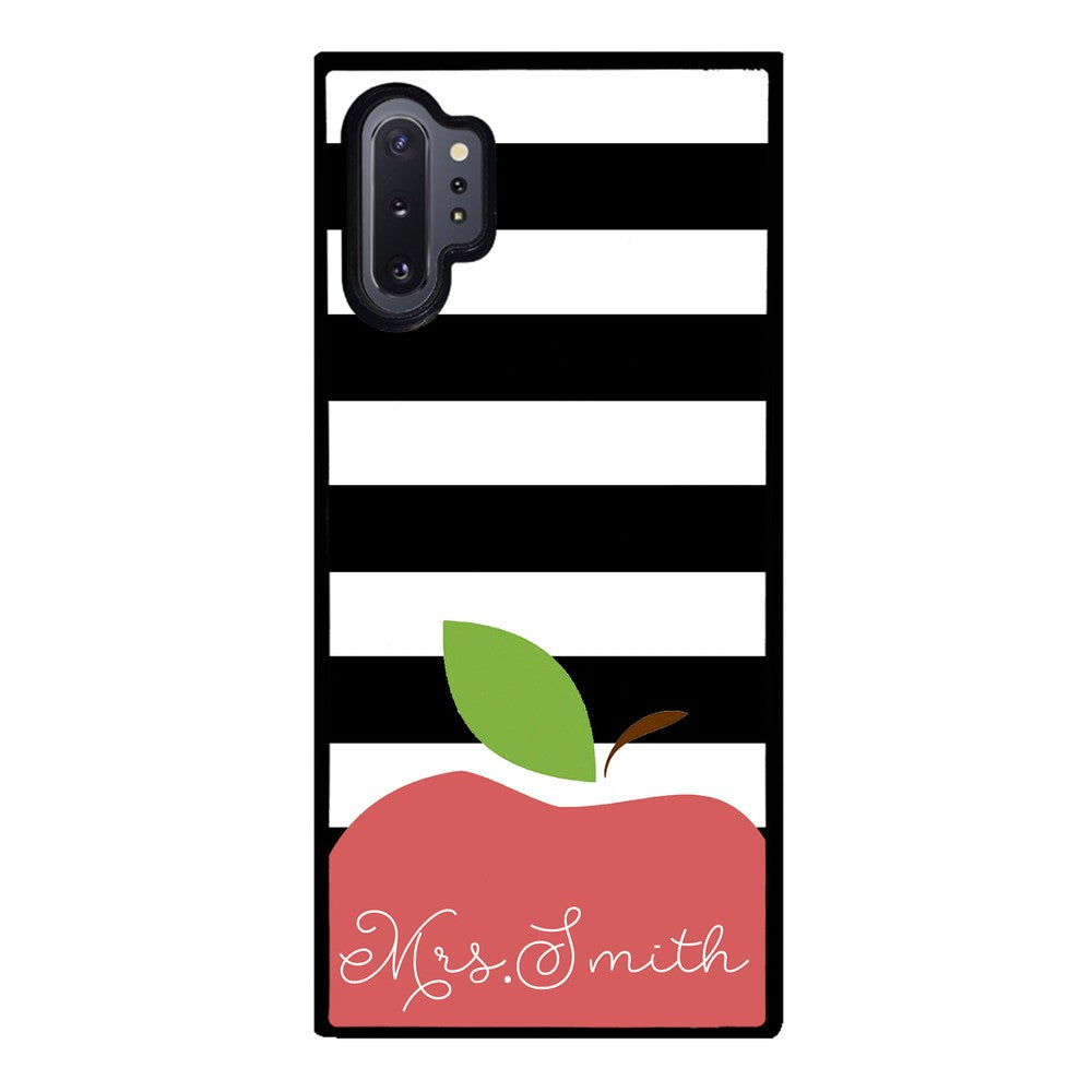 Teachers Appreciation Gift Apple Black and White Bars Personalized Samsung Phone Case