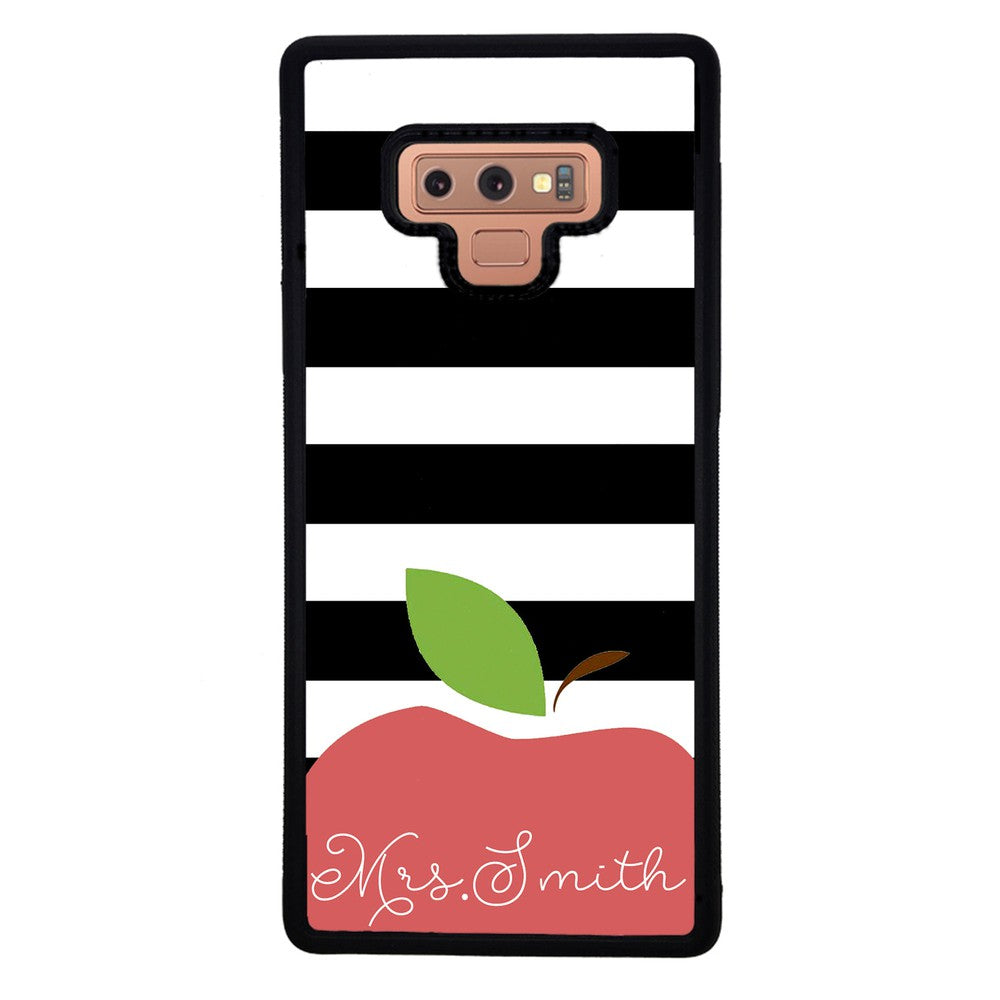 Teachers Appreciation Gift Apple Black and White Bars Personalized Samsung Phone Case