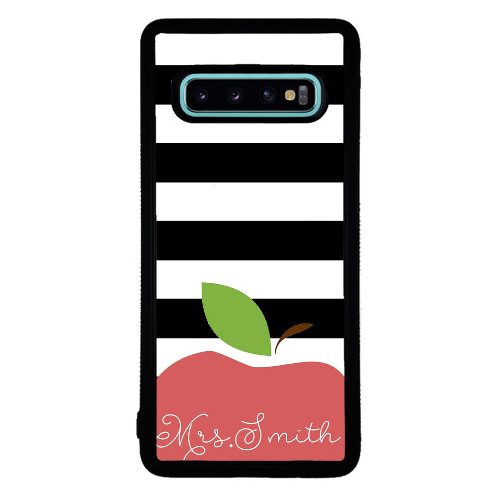 Teachers Appreciation Gift Apple Black and White Bars Personalized Samsung Phone Case