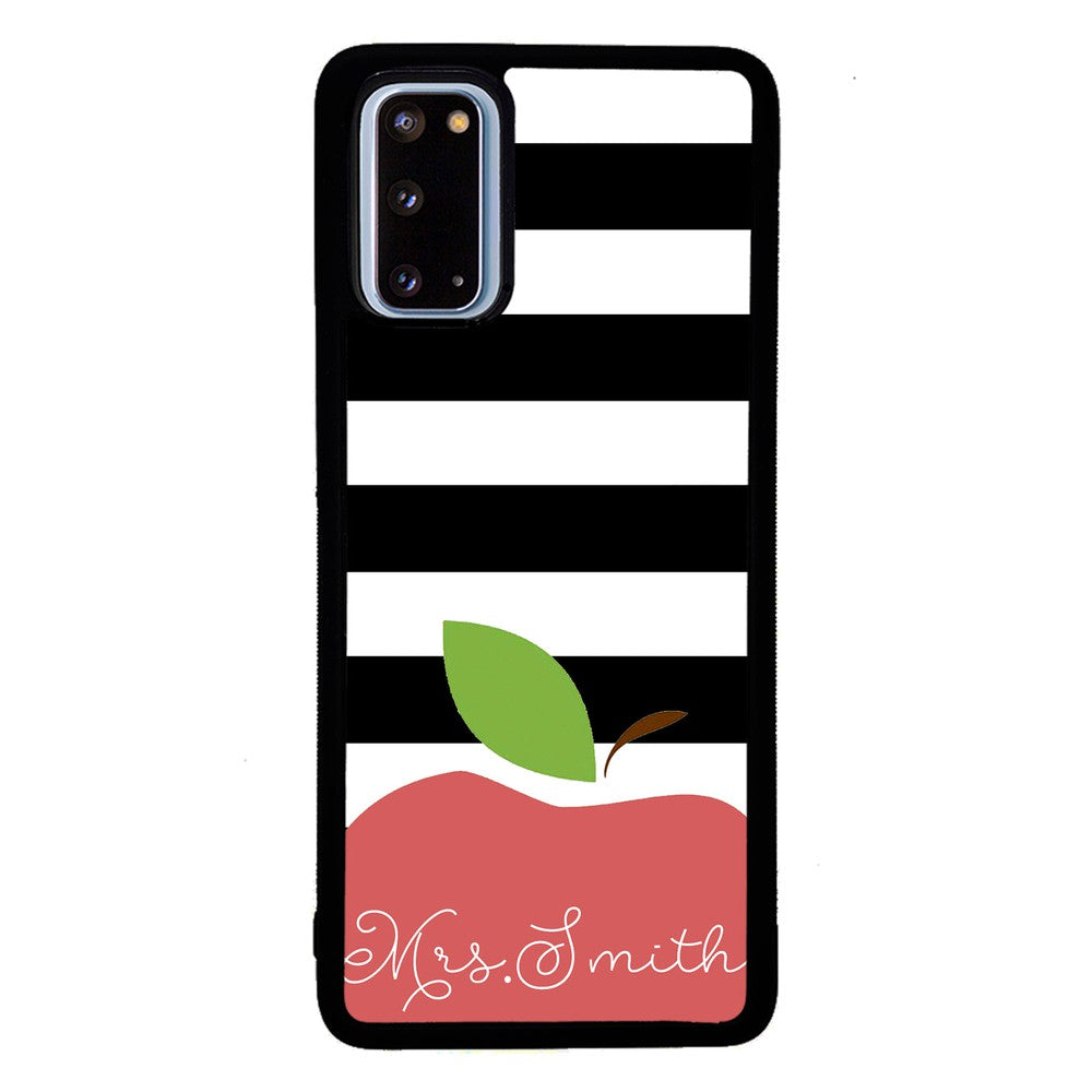 Teachers Appreciation Gift Apple Black and White Bars Personalized Samsung Phone Case