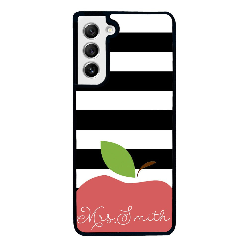 Teachers Appreciation Gift Apple Black and White Bars Personalized Samsung Phone Case