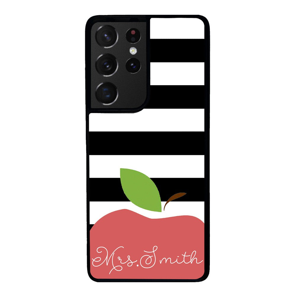 Teachers Appreciation Gift Apple Black and White Bars Personalized Samsung Phone Case