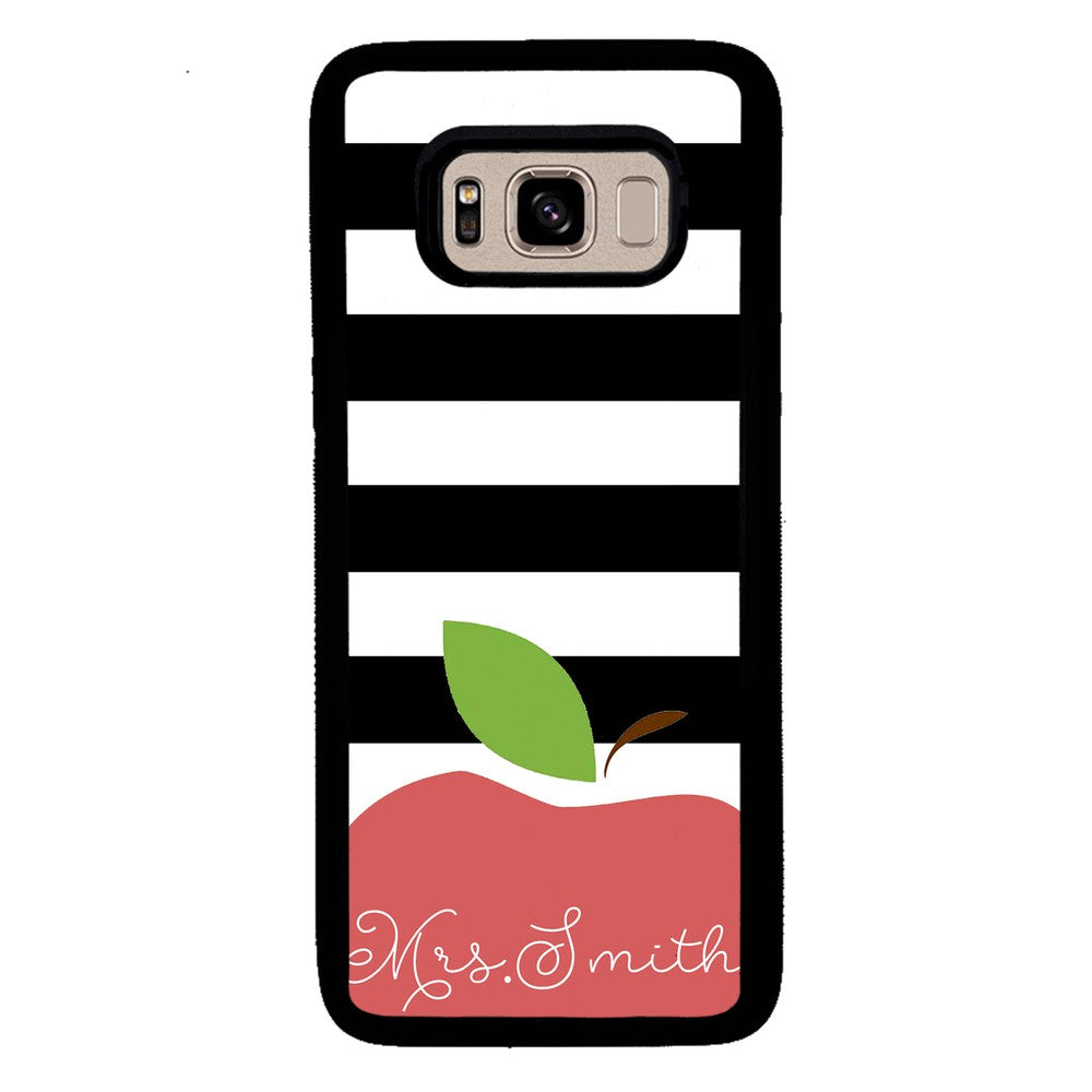 Teachers Appreciation Gift Apple Black and White Bars Personalized Samsung Phone Case