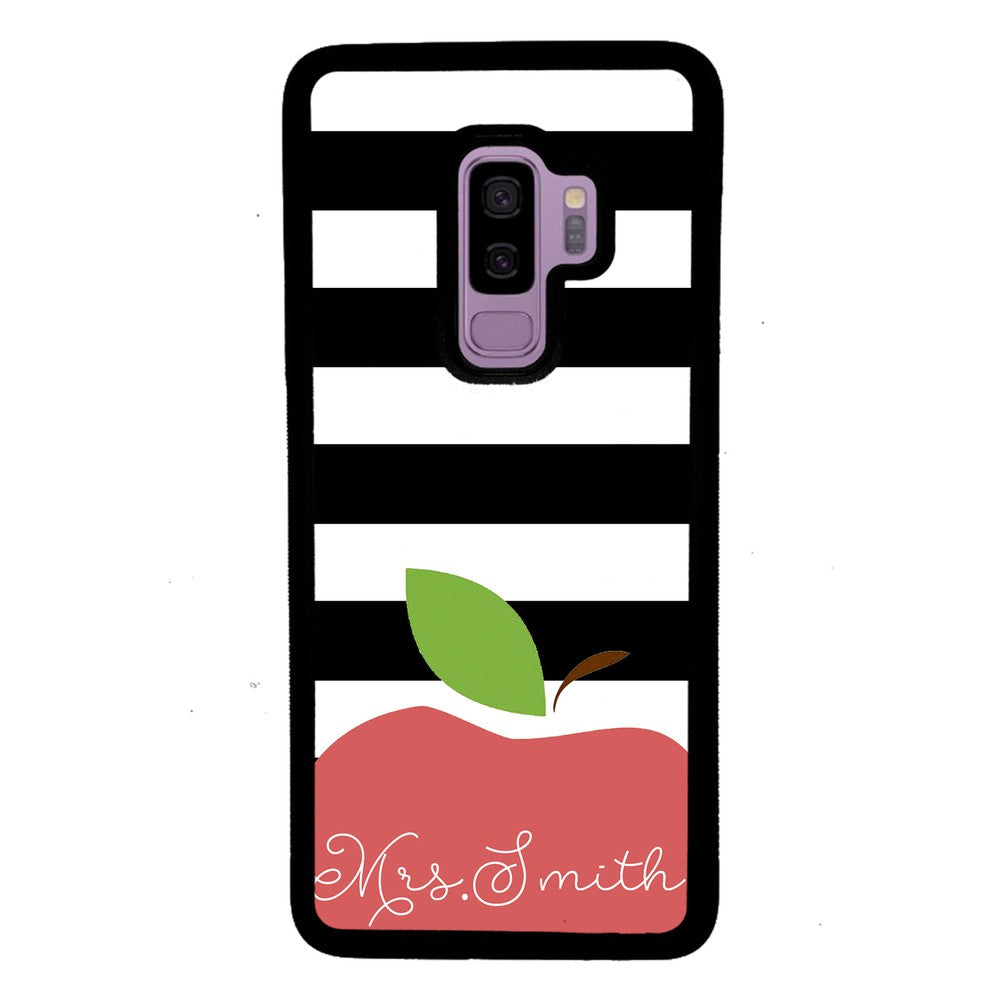 Teachers Appreciation Gift Apple Black and White Bars Personalized Samsung Phone Case