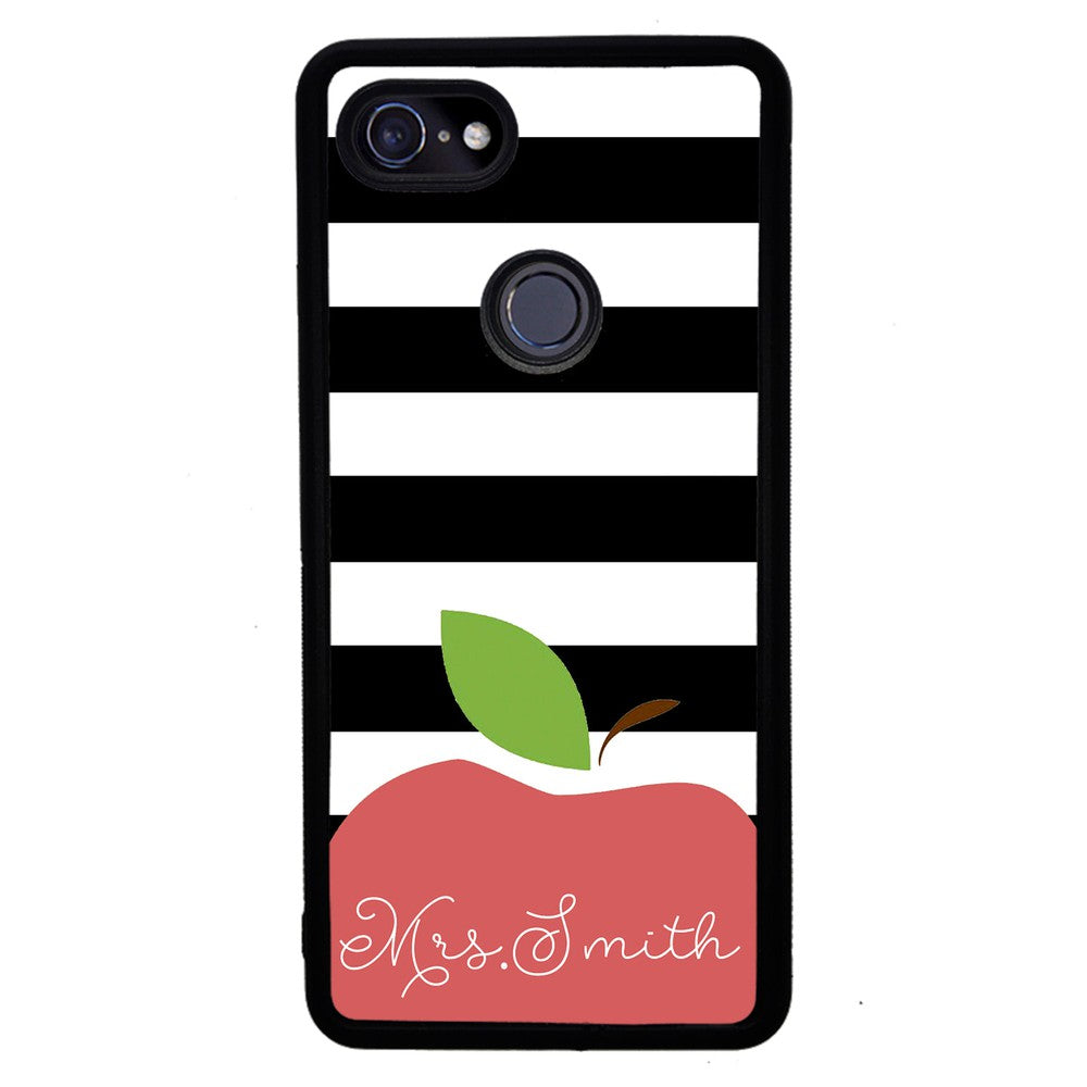 Teachers Appreciation Gift Apple Black and White Bars Personalized Google Phone Case