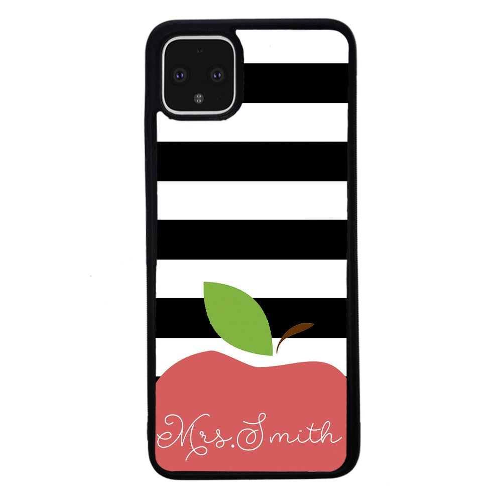 Teachers Appreciation Gift Apple Black and White Bars Personalized Google Phone Case