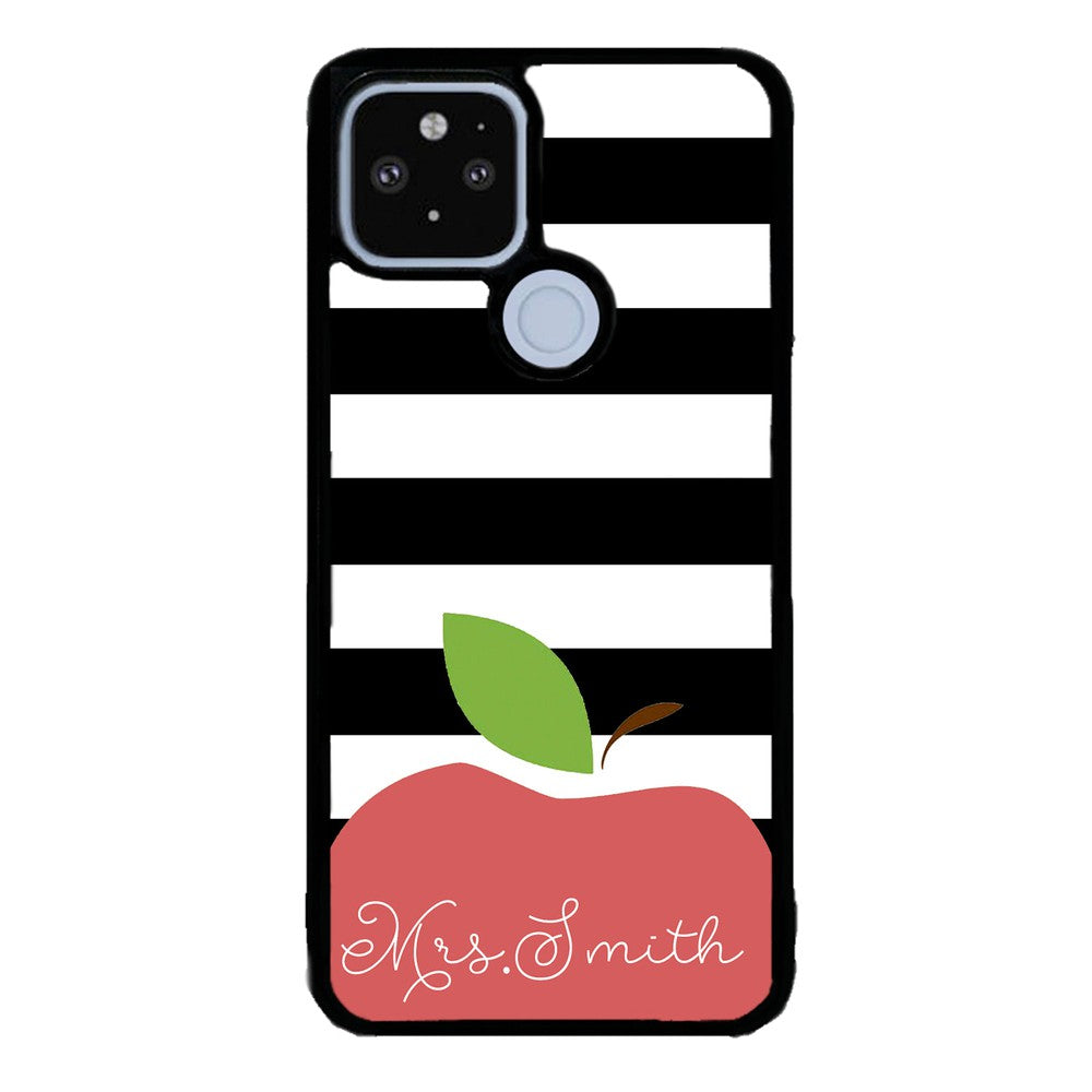 Teachers Appreciation Gift Apple Black and White Bars Personalized Google Phone Case