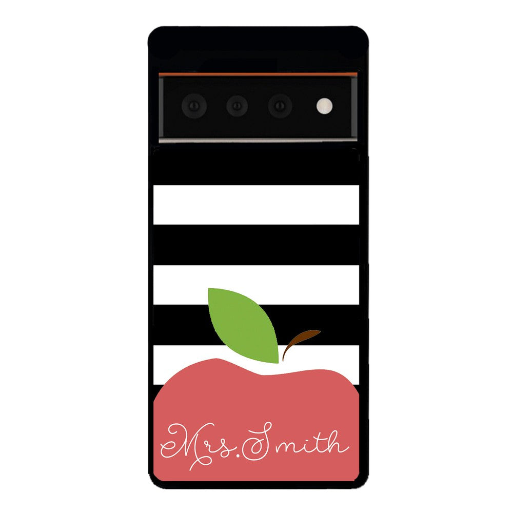 Teachers Appreciation Gift Apple Black and White Bars Personalized Google Phone Case