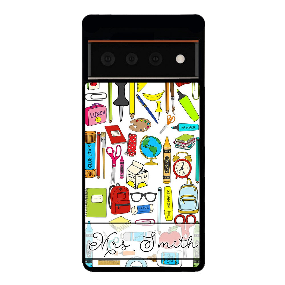 Teacher Appreciation School Supplies Collage Personalized Google Phone Case