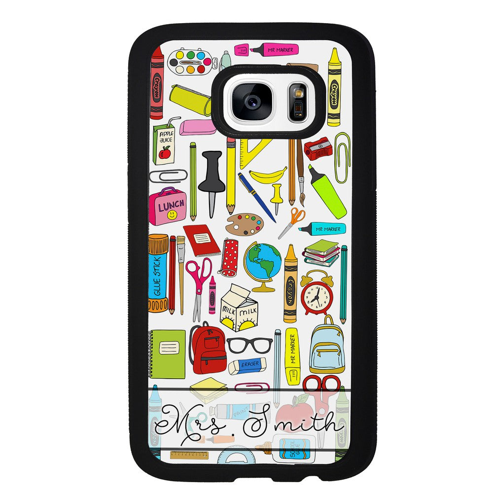 Teacher Appreciation School Supplies Collage Personalized Samsung Phone Case