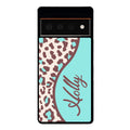 Teal and Brown Leopard Curvy Personalized Google Phone Case