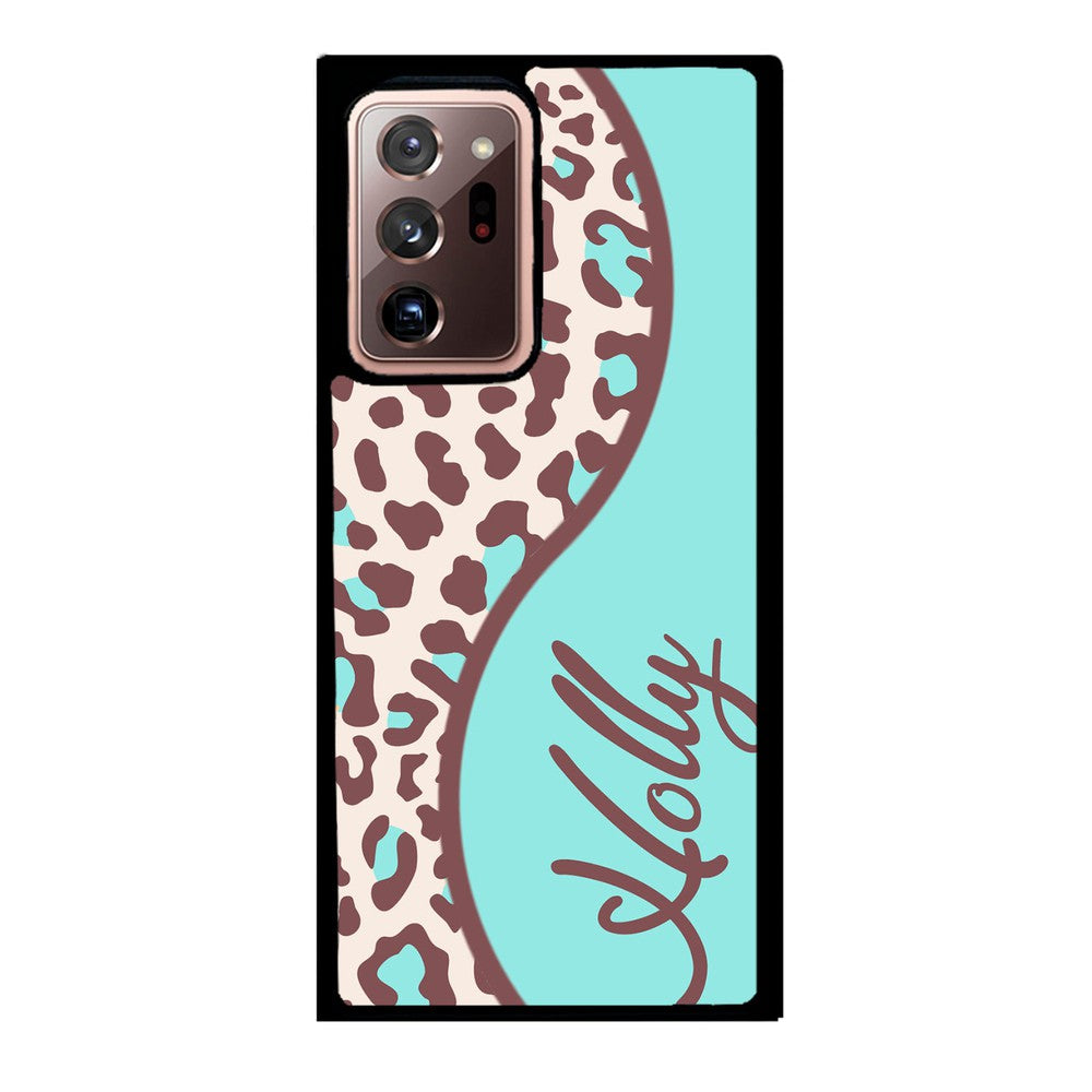 Teal and Brown Leopard Curvy Personalized Samsung Phone Case
