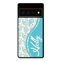 Teal Blue and Orange Paisley Personalized Google Phone Case
