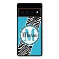Zebra Skin Stripe Blue Teal Personalized Google Phone Case