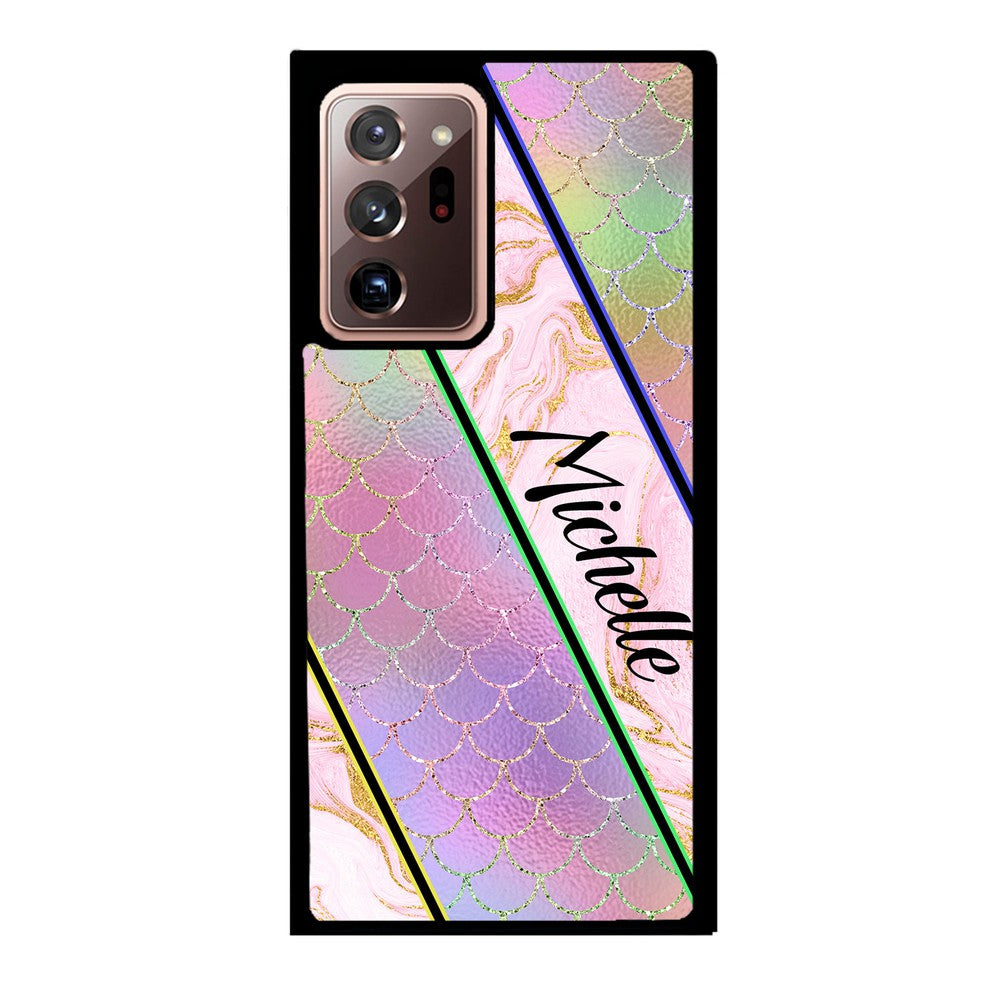 Unicorn Mermaid Scale Pink Marble Personalized Samsung Phone Case