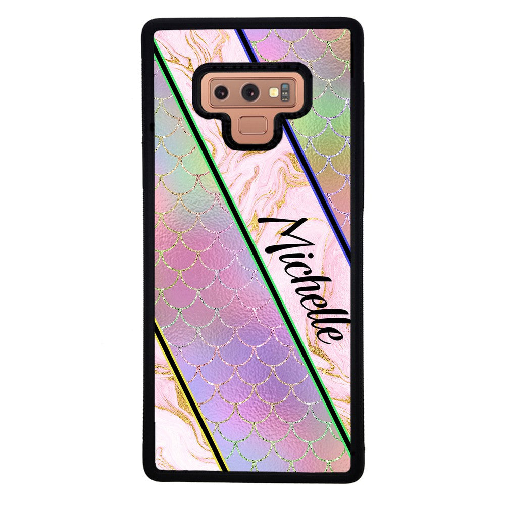 Unicorn Mermaid Scale Pink Marble Personalized Samsung Phone Case