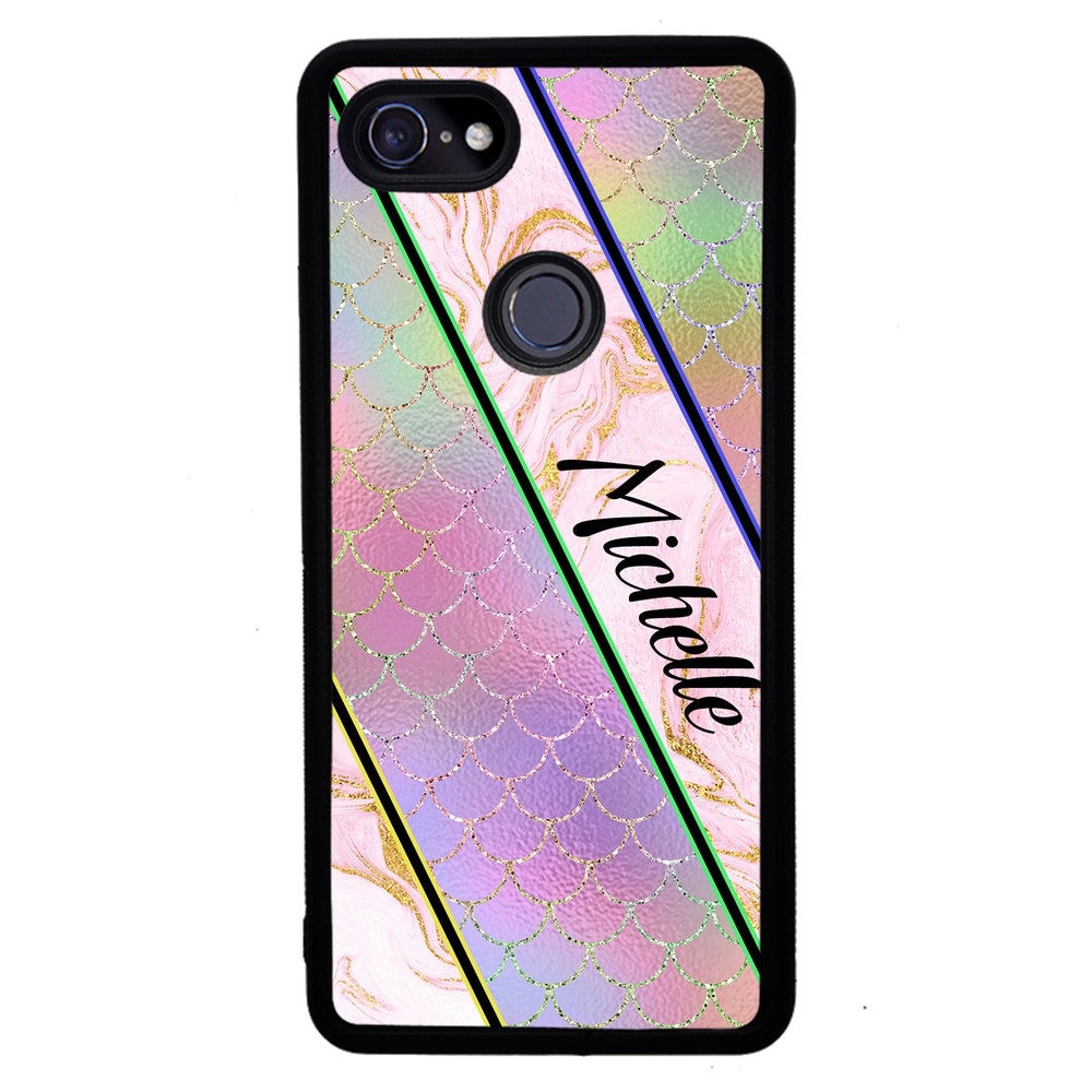 Unicorn Mermaid Scale Pink Marble Personalized Google Phone Case