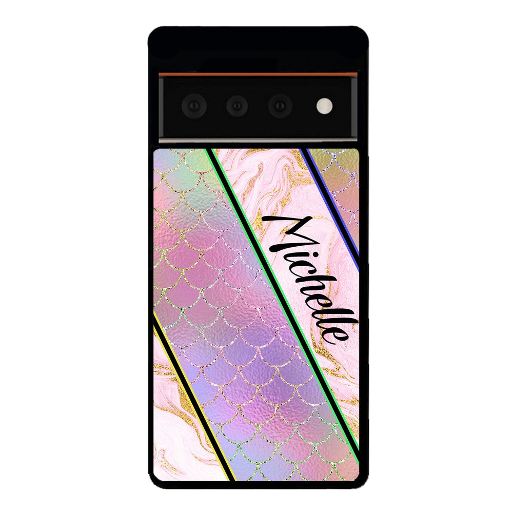 Unicorn Mermaid Scale Pink Marble Personalized Google Phone Case