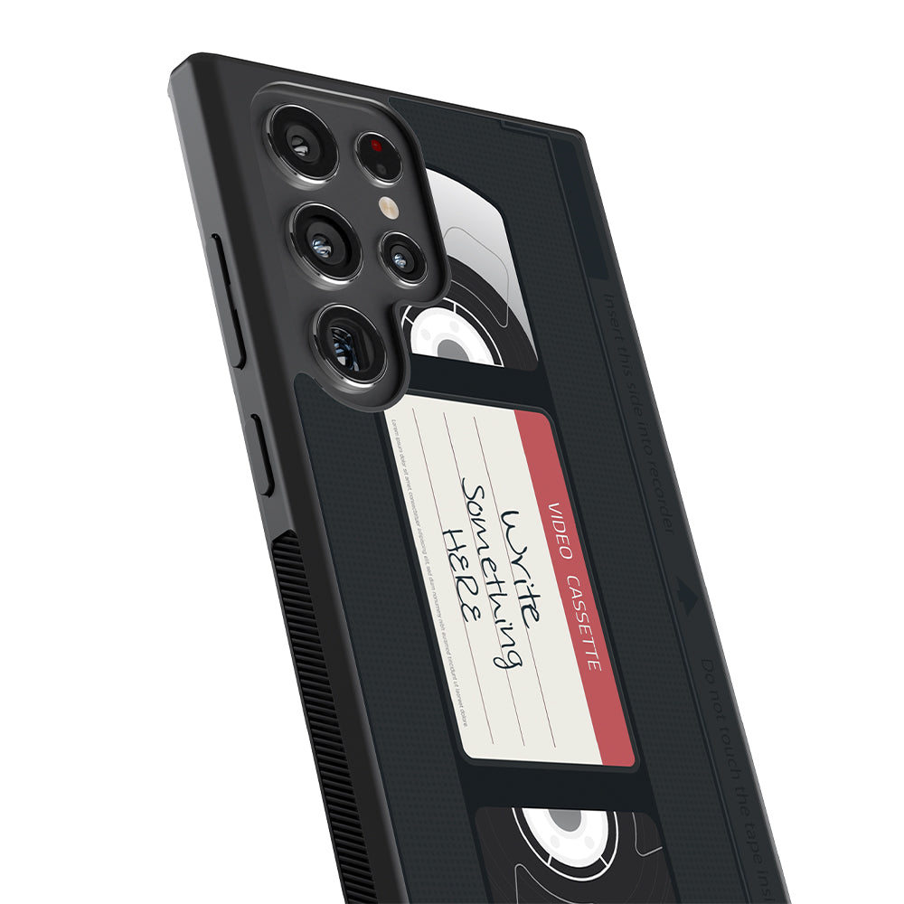 VHS Cassette Tape Retro Black and Red Personalized Samsung Phone Case