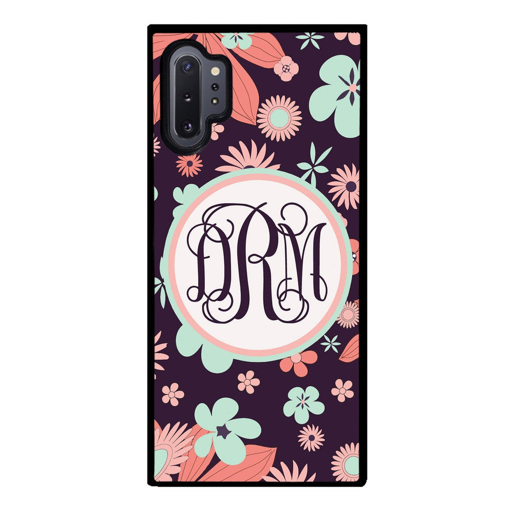 Vintage Flowers Purple Script Monogram Samsung Phone Case