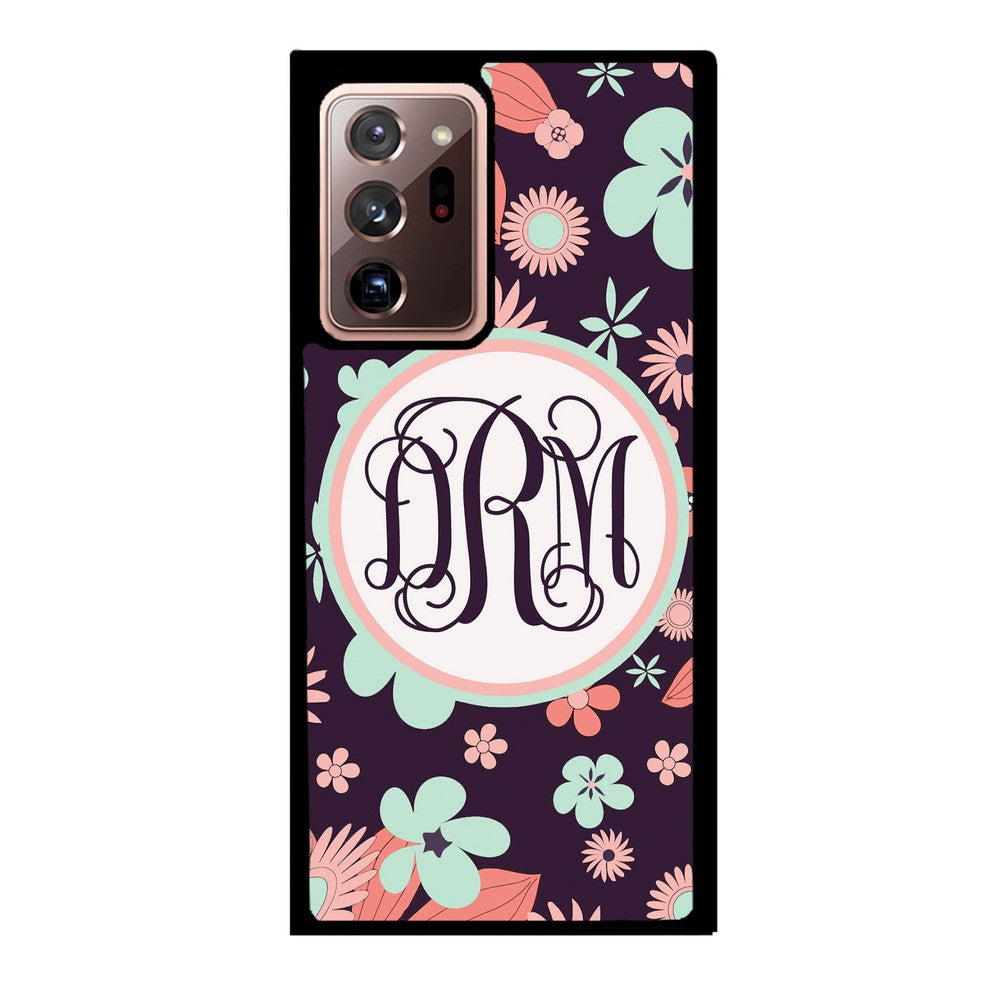 Vintage Flowers Purple Script Monogram Samsung Phone Case