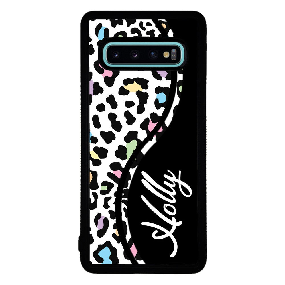 Colorful Cheetah Curvy Personalized Samsung Phone Case