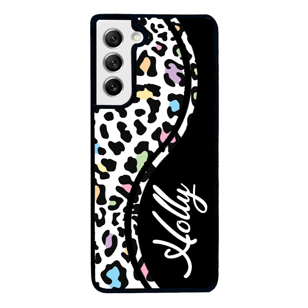 Colorful Cheetah Curvy Personalized Samsung Phone Case