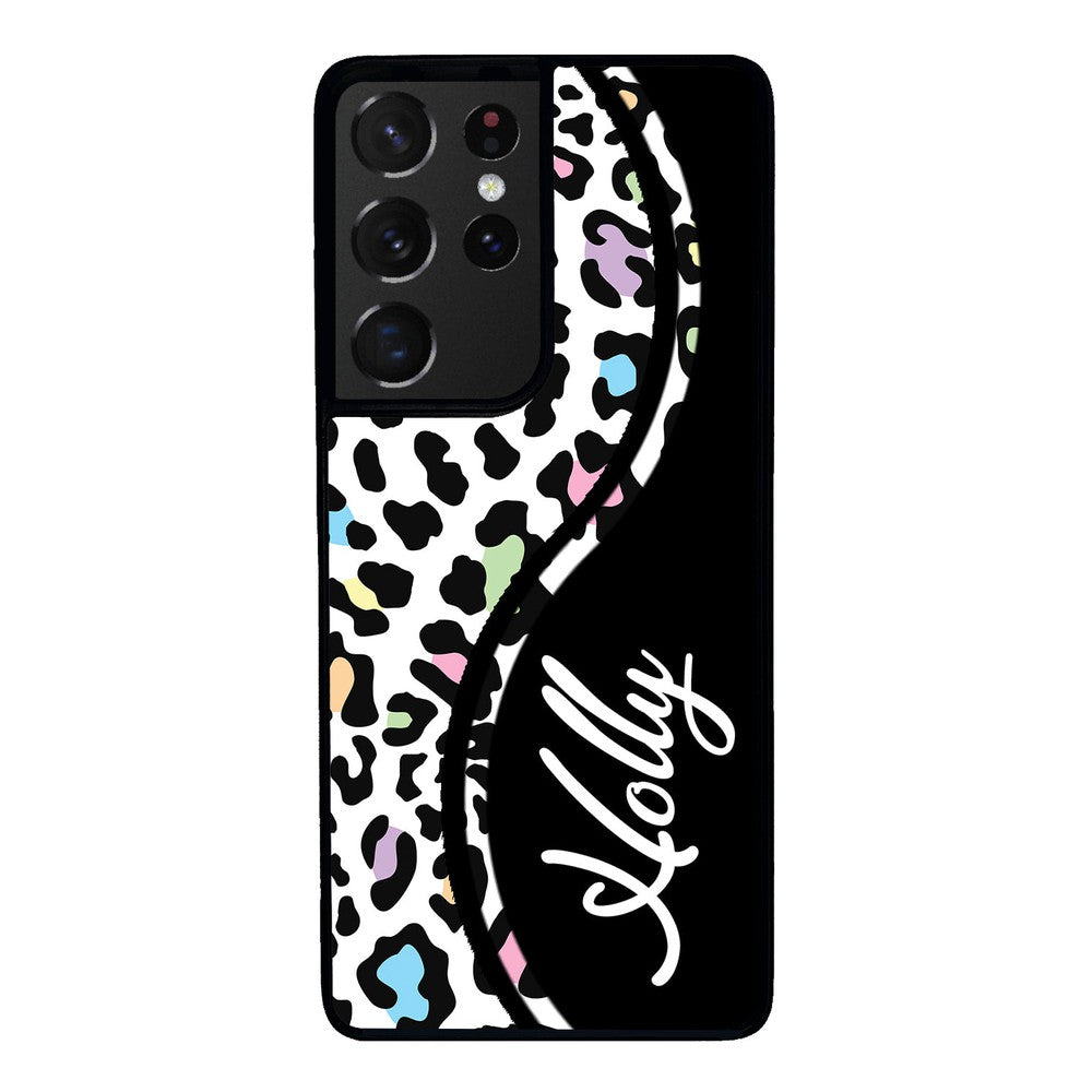 Colorful Cheetah Curvy Personalized Samsung Phone Case