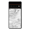 White Marble Script Personalized Google Phone Case
