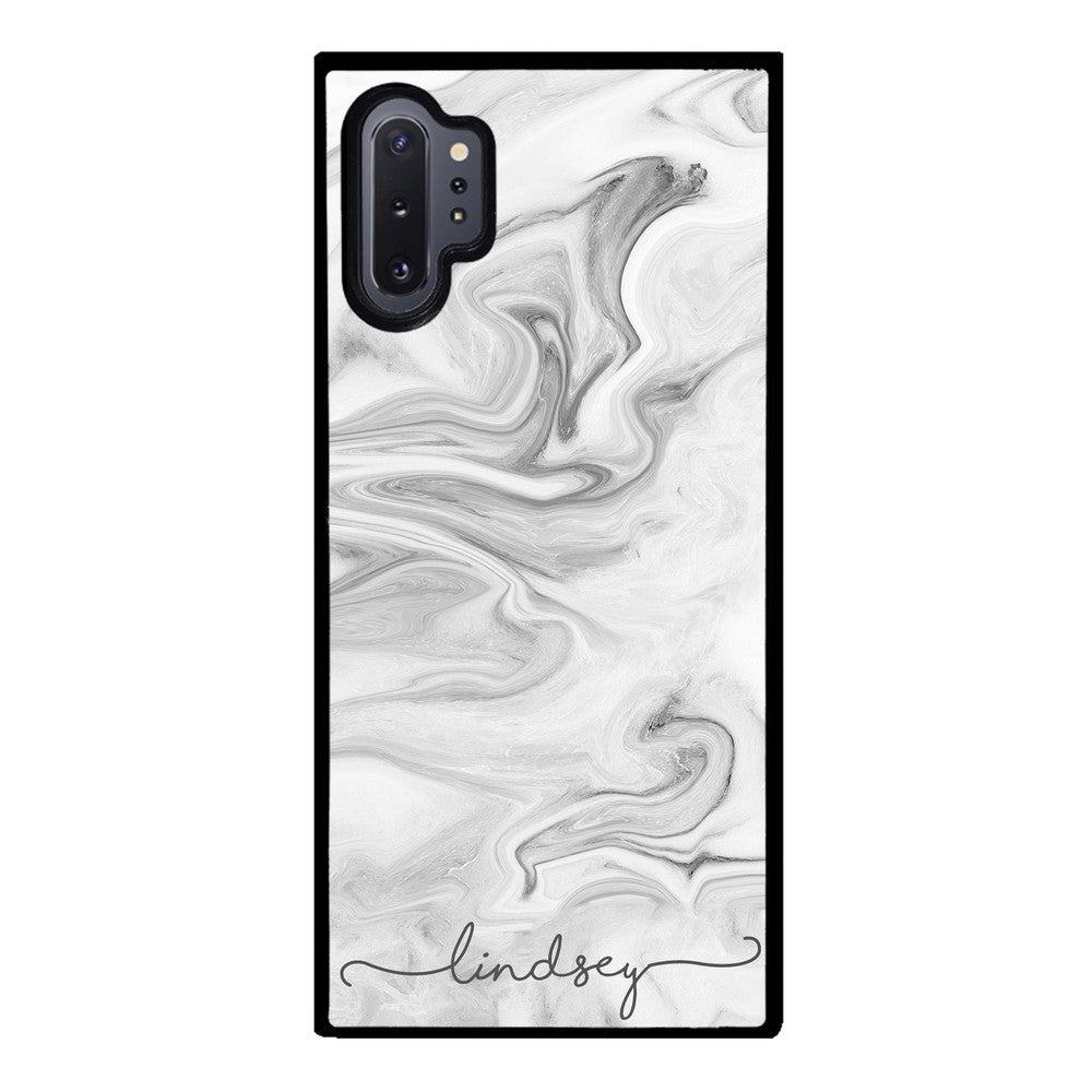 White Marble Script Personalized Samsung Phone Case