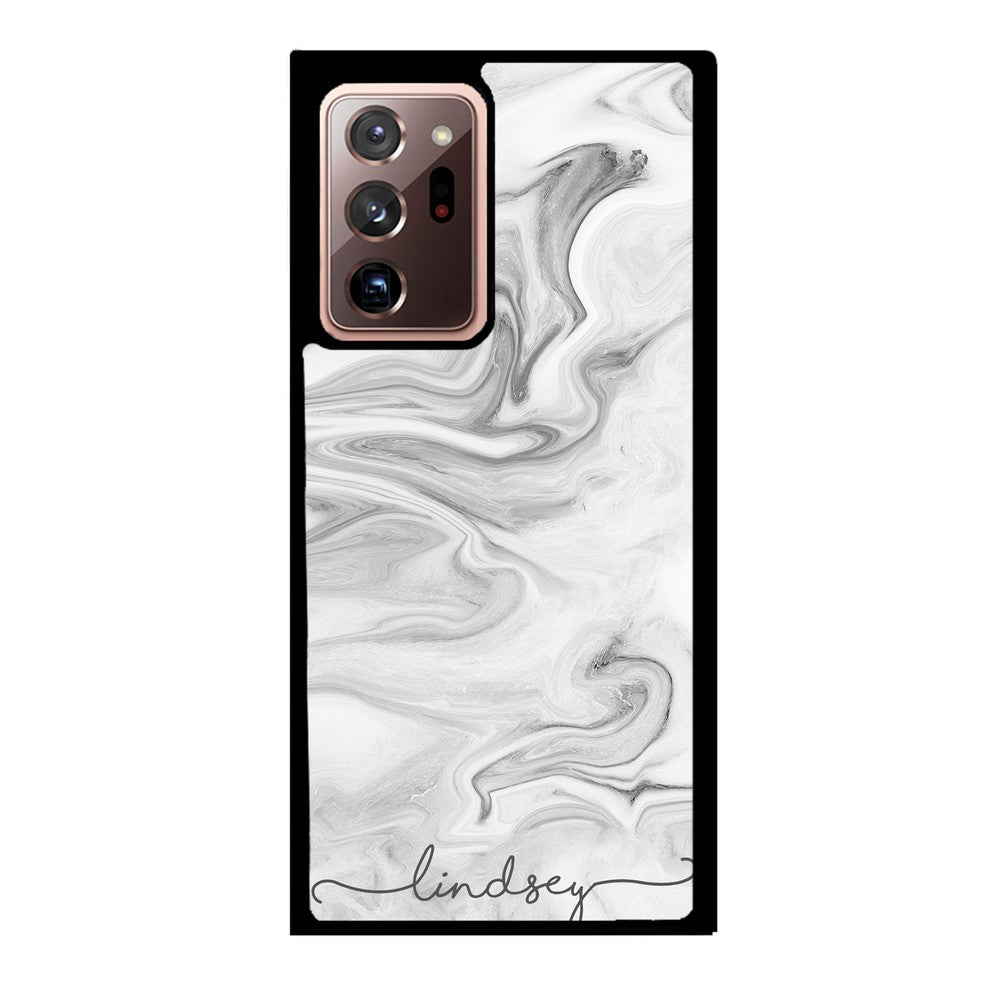 White Marble Script Personalized Samsung Phone Case