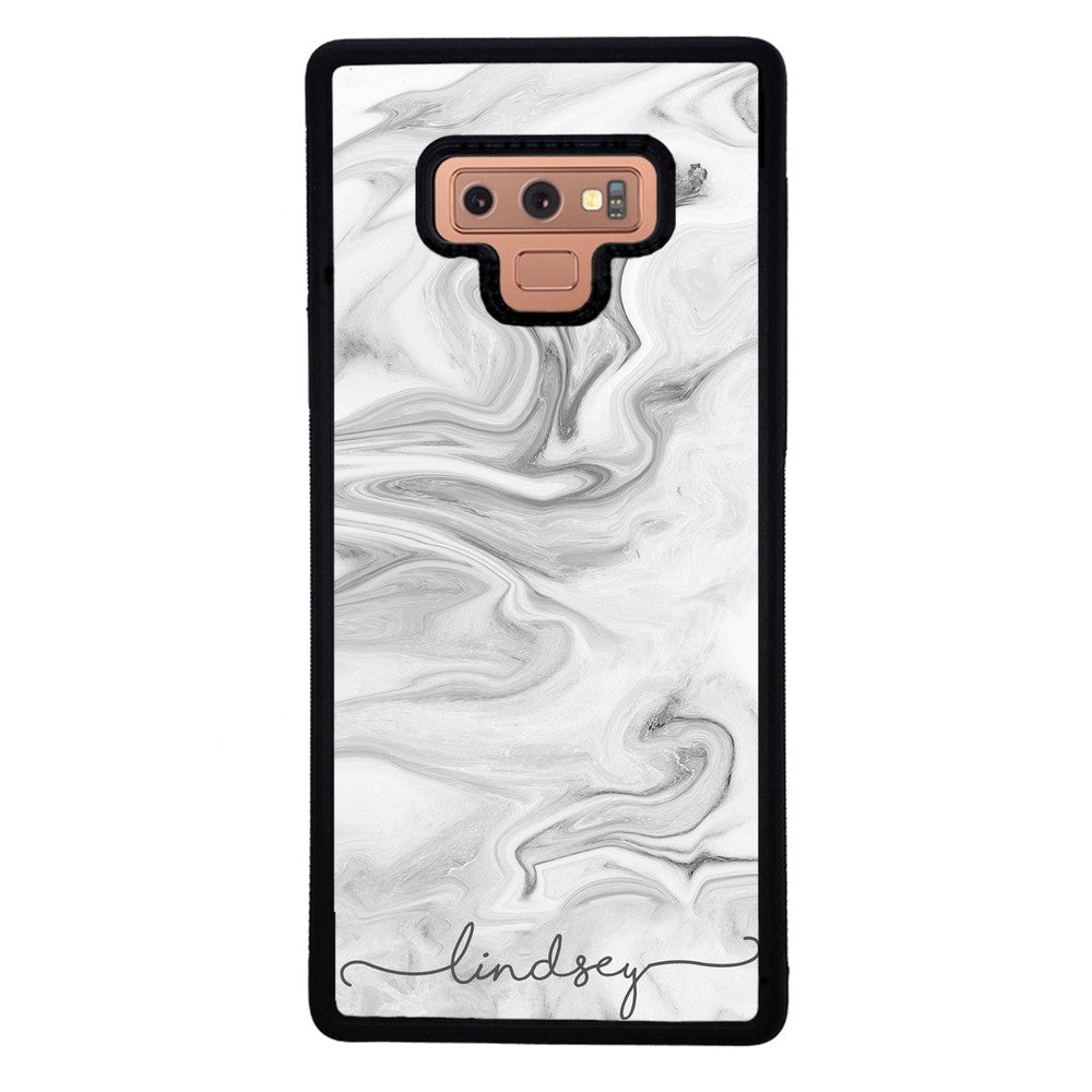 White Marble Script Personalized Samsung Phone Case