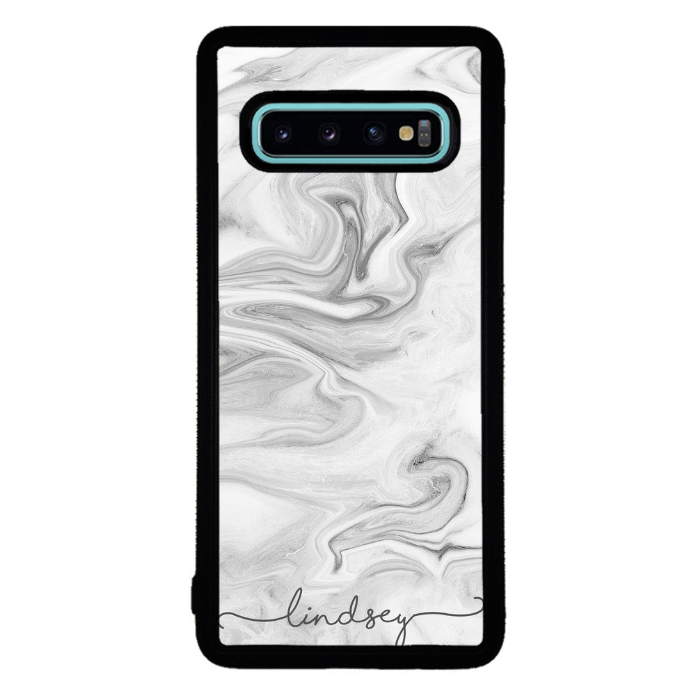 White Marble Script Personalized Samsung Phone Case