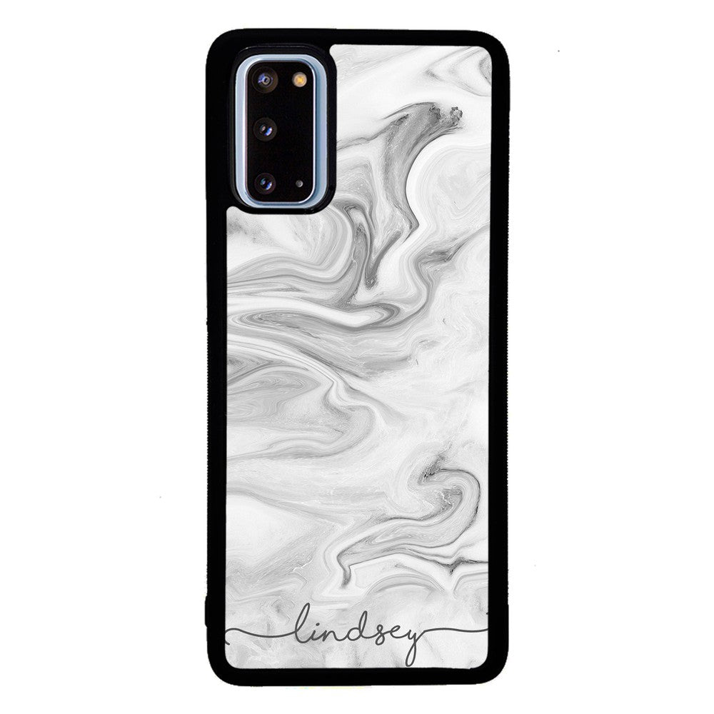White Marble Script Personalized Samsung Phone Case
