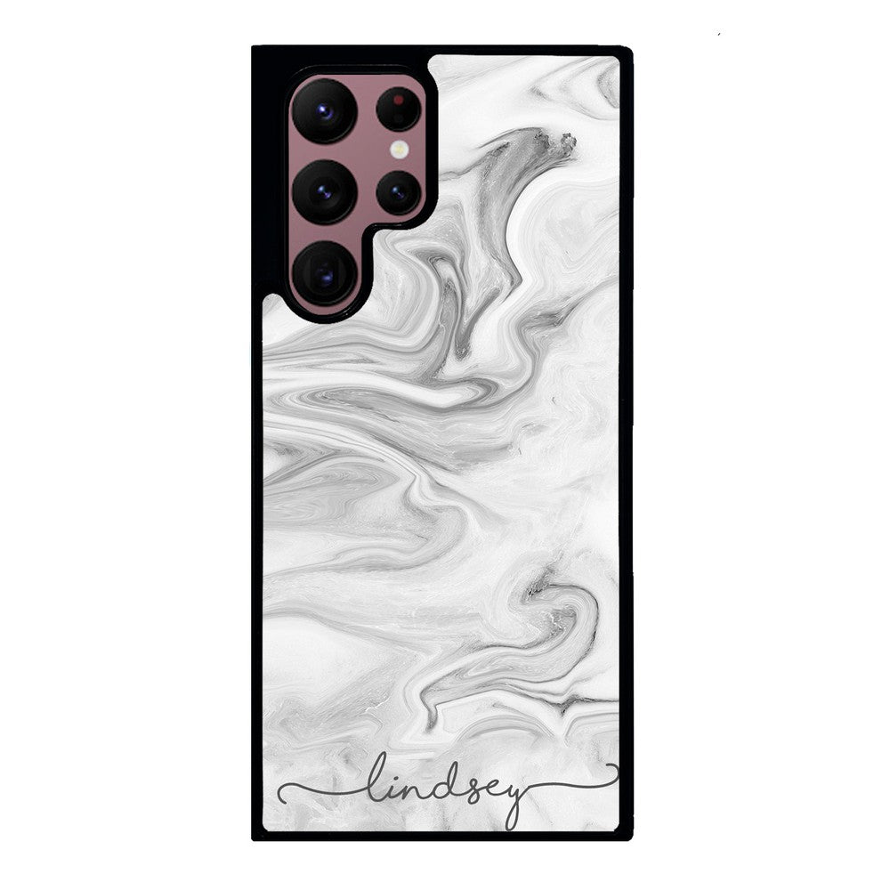 White Marble Script Personalized Samsung Phone Case