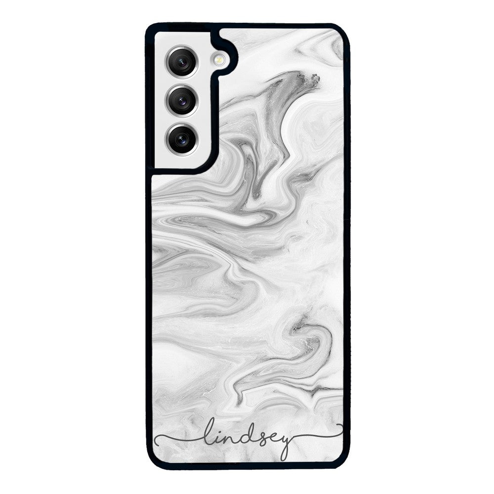 White Marble Script Personalized Samsung Phone Case