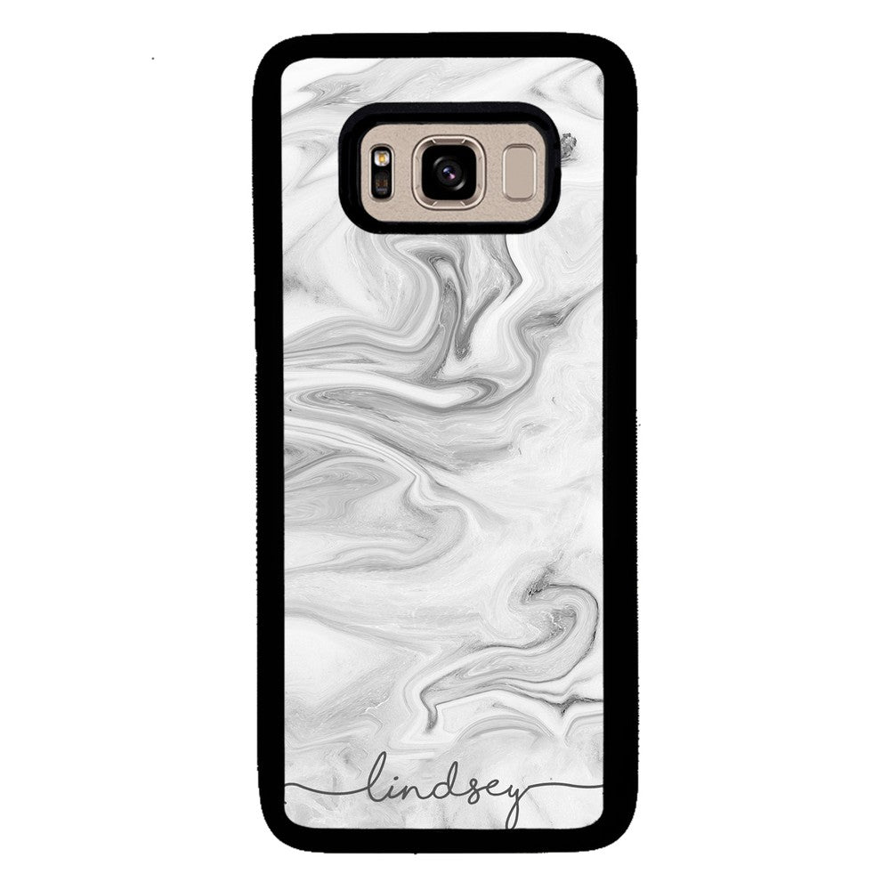 White Marble Script Personalized Samsung Phone Case