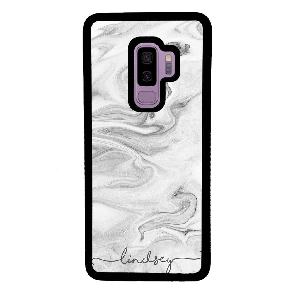 White Marble Script Personalized Samsung Phone Case