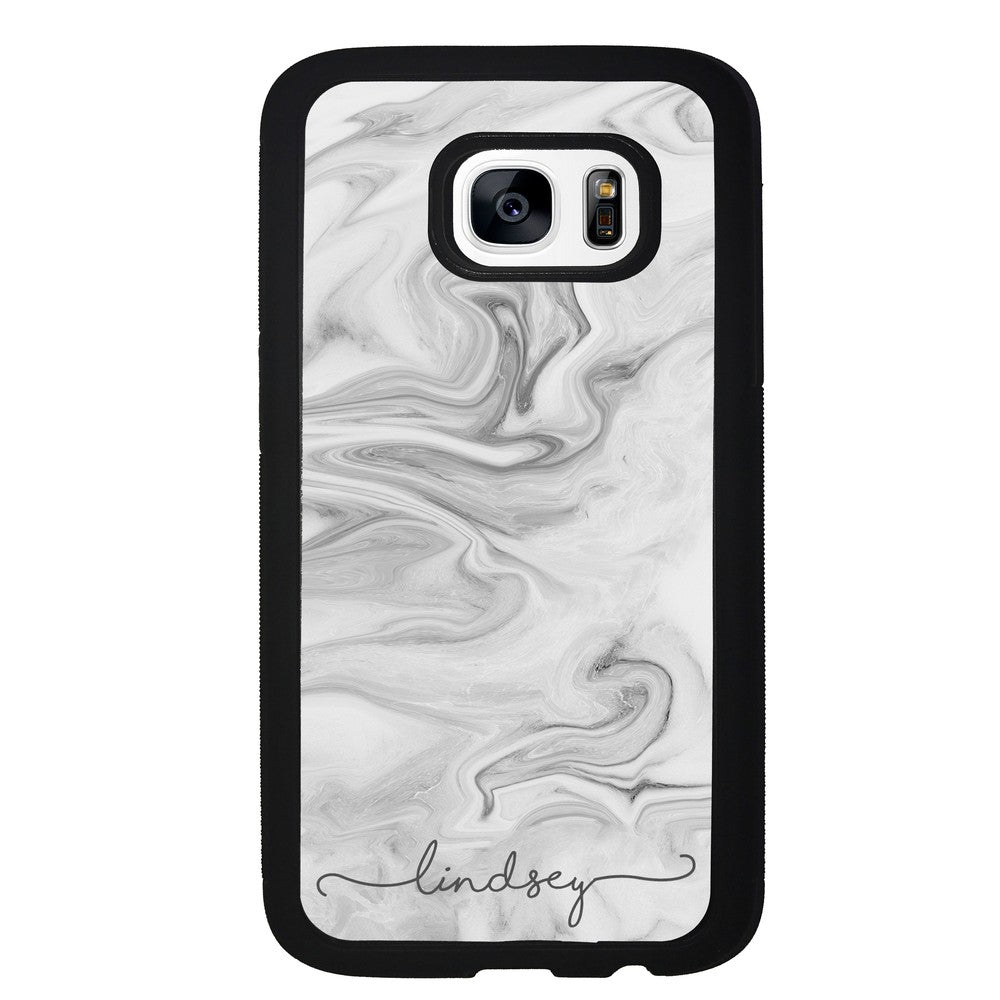 White Marble Script Personalized Samsung Phone Case