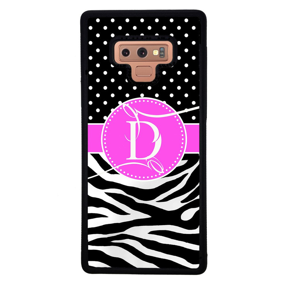 Zebra and Polka Dot Initial Samsung Phone Case