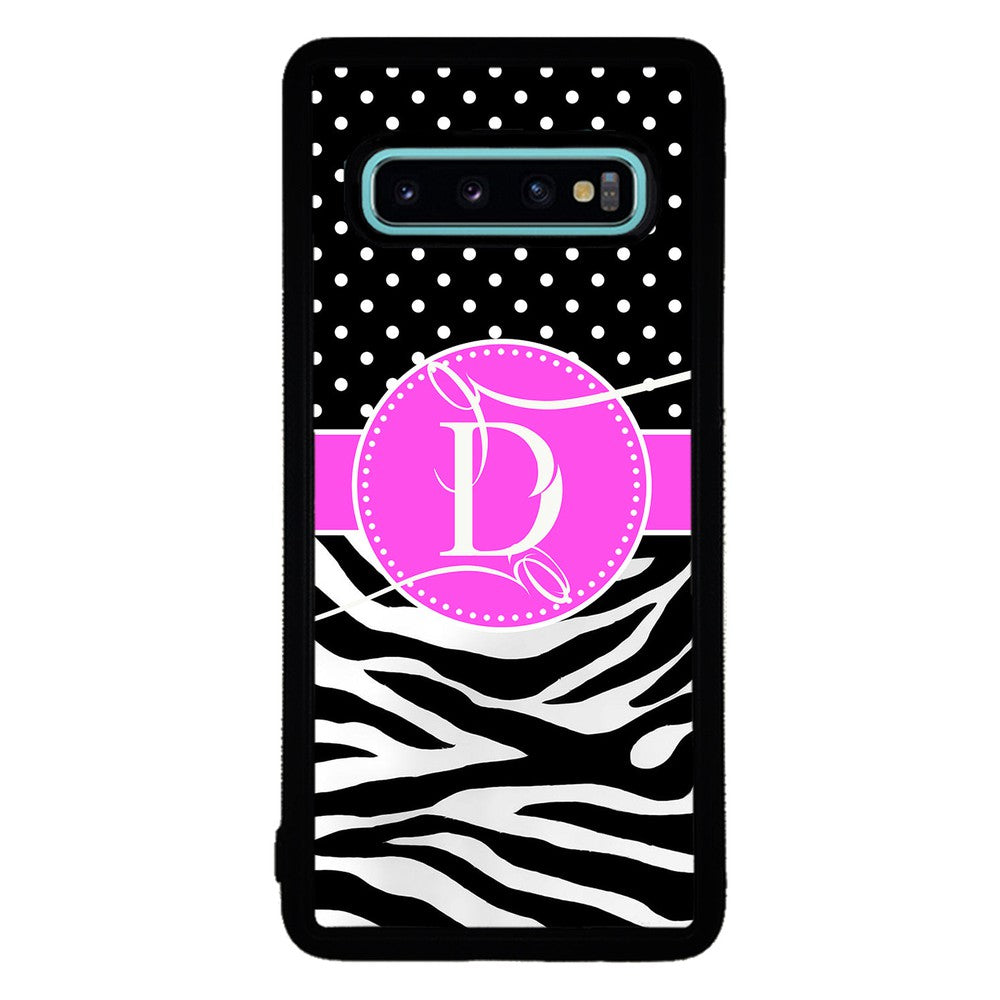 Zebra and Polka Dot Initial Samsung Phone Case