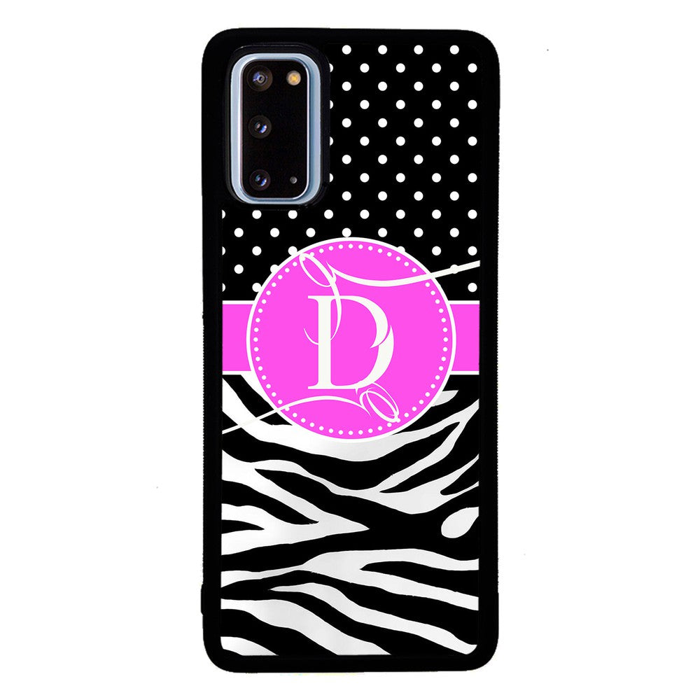 Zebra and Polka Dot Initial Samsung Phone Case